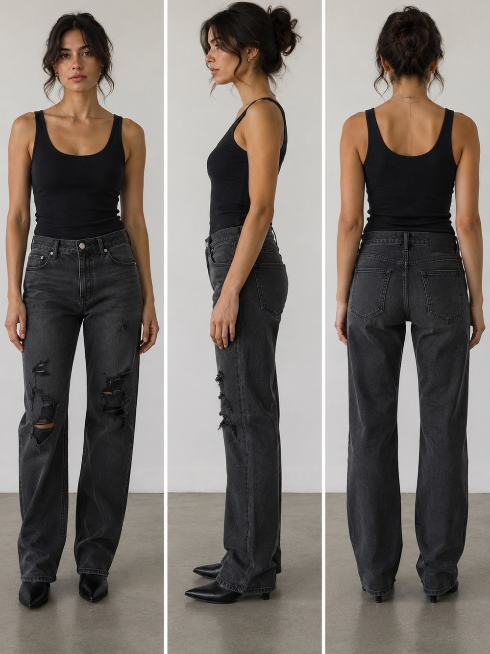 Just Black Denim Black Distressed Jeans | Size 29 | Made in USA